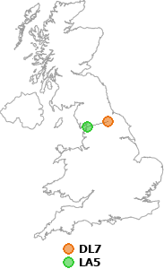 map showing distance between DL7 and LA5