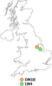 map showing distance between DN10 and LN4
