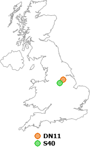 map showing distance between DN11 and S40