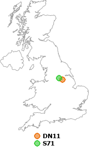 map showing distance between DN11 and S71