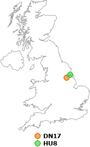 map showing distance between DN17 and HU8