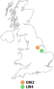 map showing distance between DN2 and LN4