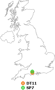 map showing distance between DT11 and SP7