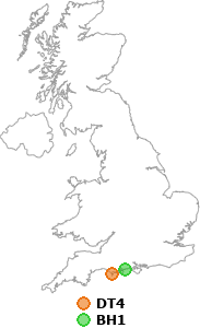 map showing distance between DT4 and BH1