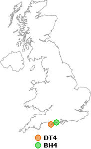 map showing distance between DT4 and BH4