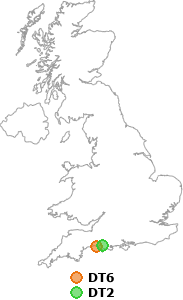 map showing distance between DT6 and DT2