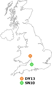 map showing distance between DY13 and SN10