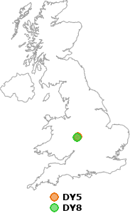map showing distance between DY5 and DY8