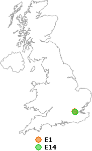 map showing distance between E1 and E14