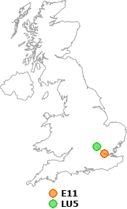 map showing distance between E11 and LU5