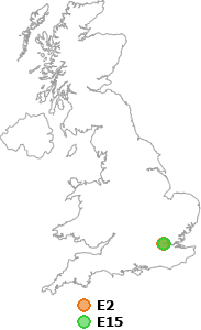 map showing distance between E2 and E15