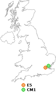 map showing distance between E5 and CM1