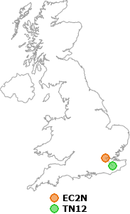 map showing distance between EC2N and TN12