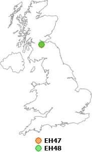 map showing distance between EH47 and EH48