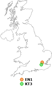 map showing distance between EN1 and KT3