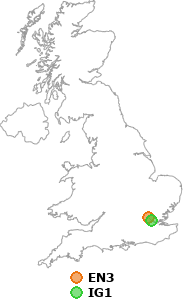 map showing distance between EN3 and IG1