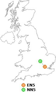 map showing distance between EN5 and NN5