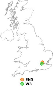 map showing distance between EN5 and W3