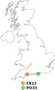 map showing distance between EX12 and PO33