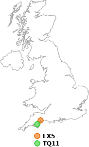 map showing distance between EX5 and TQ11