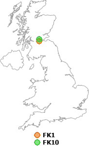 map showing distance between FK1 and FK10