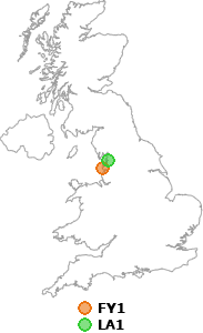 map showing distance between FY1 and LA1