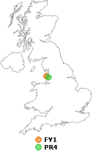 map showing distance between FY1 and PR4