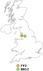 map showing distance between FY2 and BB12