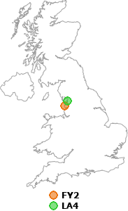map showing distance between FY2 and LA4
