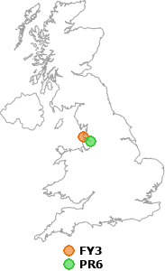 map showing distance between FY3 and PR6