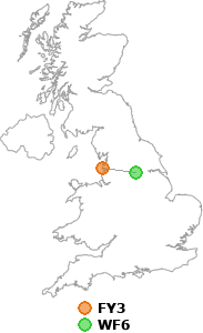 map showing distance between FY3 and WF6