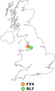 map showing distance between FY4 and BL7