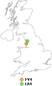 map showing distance between FY4 and LA4