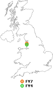 map showing distance between FY7 and FY4