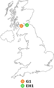 map showing distance between G1 and EH1