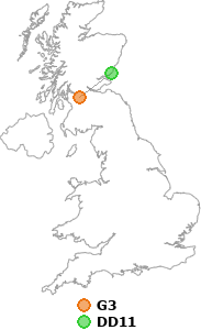 map showing distance between G3 and DD11