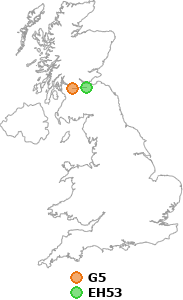 map showing distance between G5 and EH53