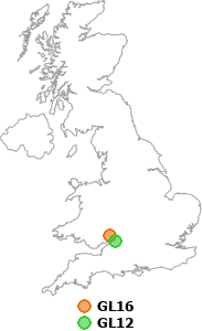 map showing distance between GL16 and GL12