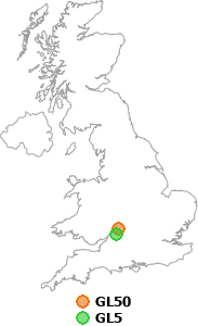 map showing distance between GL50 and GL5