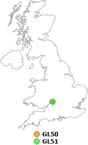 map showing distance between GL50 and GL51