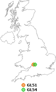 map showing distance between GL51 and GL54
