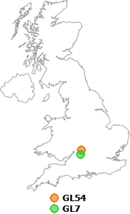 map showing distance between GL54 and GL7