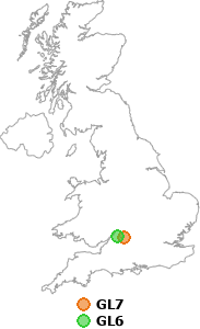 map showing distance between GL7 and GL6