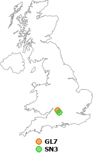map showing distance between GL7 and SN3