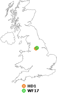 map showing distance between HD1 and WF17