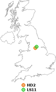map showing distance between HD2 and LS11