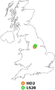 map showing distance between HD2 and LS28