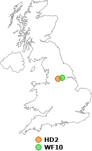 map showing distance between HD2 and WF10