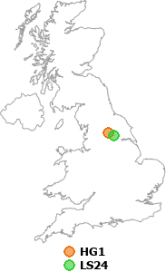 map showing distance between HG1 and LS24