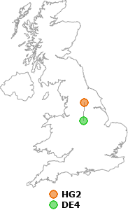 map showing distance between HG2 and DE4